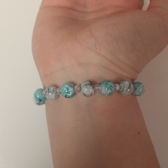 teal and white marble bracelet🐳 - Picture 7 of 7